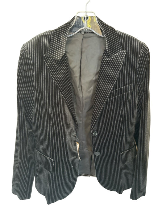 Theory Size M Black & Gray Velvet Long Sleeve Pinstripe 2 Button Jacket Black & Gray / M