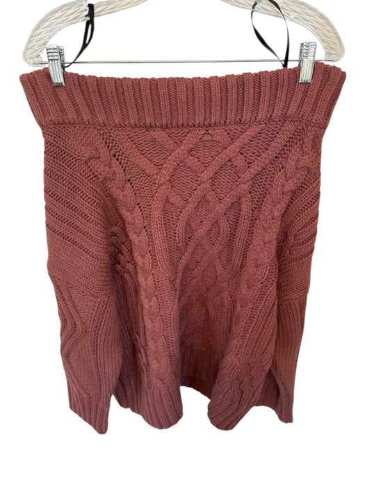 J.O.A Size M Mauve Acrylic Off Shoulder Chunky Knit Long Sleeve Sweater Mauve / M