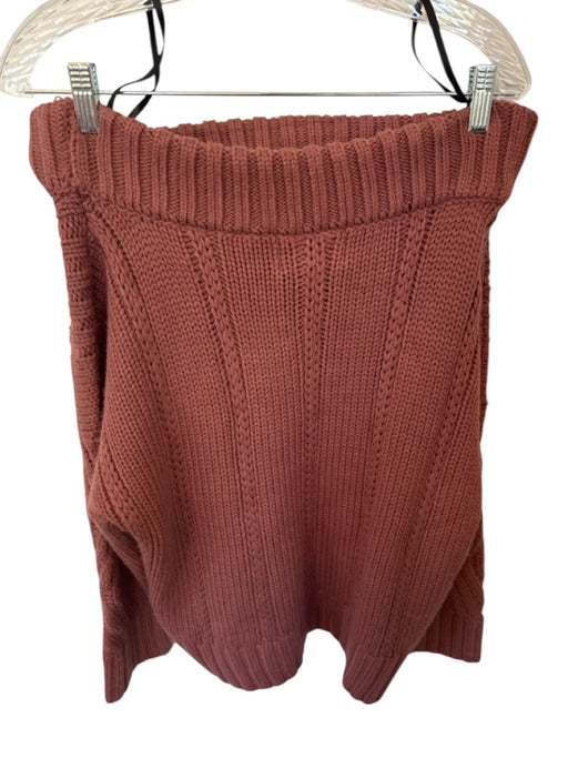J.O.A Size M Mauve Acrylic Off Shoulder Chunky Knit Long Sleeve Sweater Mauve / M
