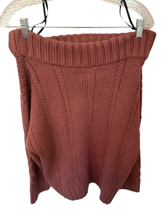 J.O.A Size M Mauve Acrylic Off Shoulder Chunky Knit Long Sleeve Sweater Mauve / M