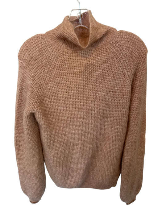 MKT Studios Size S Tan Mohair Blend Turtle Neck Loose Knit Long Sleeve Sweater Tan / S