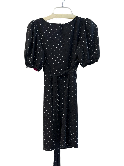 Wayf Size XS Black & White Polyester V Neck Short Puff Sleeve Back Zip Dress Black & White / XS