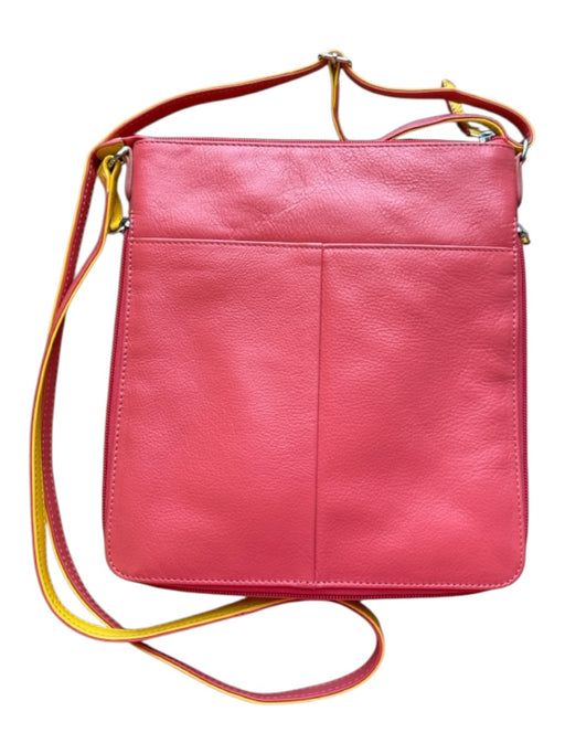 RFID Coral & Yellow Leather Side Zips Crossbody Bag Coral & Yellow / S