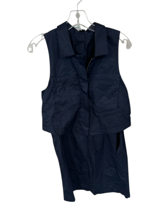 Theory Size 6 Navy Cotton Sleeveless Collar Front Zip Dress Navy / 6