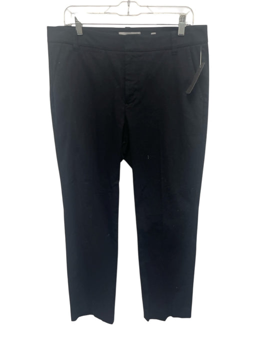 Vince Size 12 Black Cotton & Linen Zip Fly Pants Black / 12