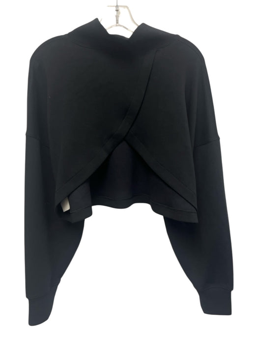 Spanx Size 2X Black Polyester & Modal Cropped Long Sleeve Funnel Neck Sweatshirt Black / 2X