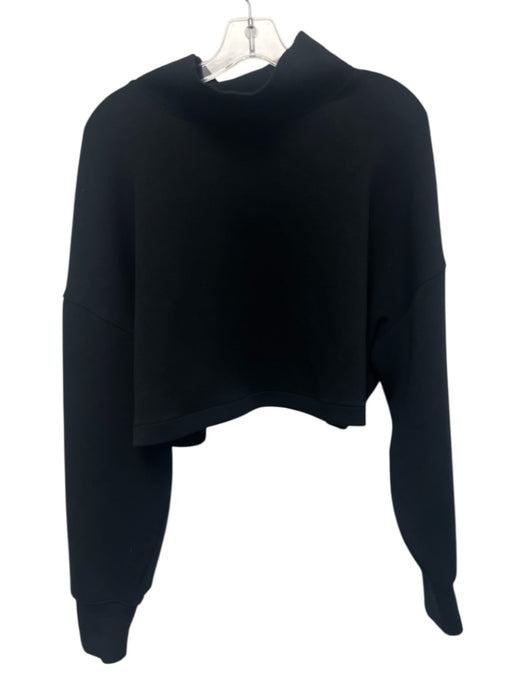 Spanx Size 2X Black Polyester & Modal Cropped Long Sleeve Funnel Neck Sweatshirt Black / 2X