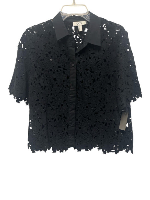 COS Size 8 Black Button Up Crochet Lace Top Black / 8