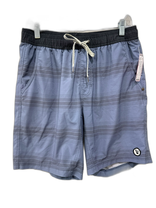 Vuori Size Est M Blue Synthetic Striped Athleisure Men's Shorts Blue / Est M