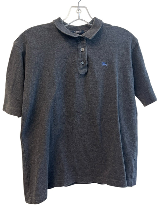 Burberry London Size Medium Gray Cotton Short Sleeve 3 Button Polo Top Gray / Medium