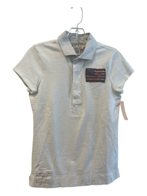 Ralph Lauren Rugby Size Small Ivory Cotton Collared Short Sleeve Flag Polo Top Ivory / Small