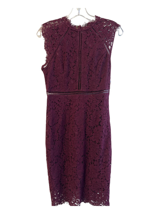 Bardot Size Small Wine Polyamide Blend Lace Overlay lined Round Neck Dress Wine / Small