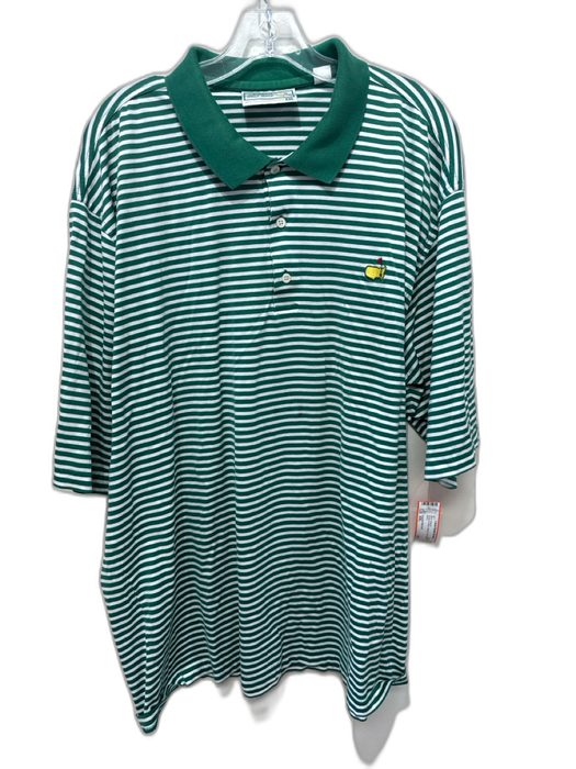 Augusta Natl Golf Size XXL Green & White Striped Polo Men's Short Sleeve Green & White / XXL