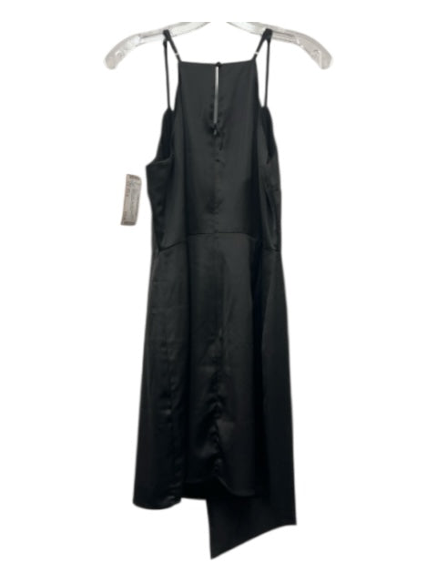 Lulus Size Est M Black V Neck Faux Wrap Back Zip Sleeveless Dress Black / Est M