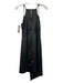 Lulus Size Est M Black V Neck Faux Wrap Back Zip Sleeveless Dress Black / Est M