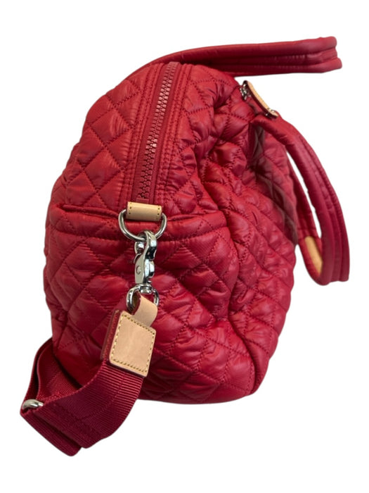 MZ Wallace Red Nylon Quilted Zip Up Removable Strap Shoulder Bag Red / L