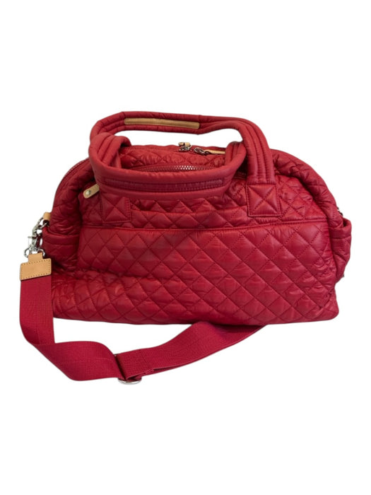 MZ Wallace Red Nylon Quilted Zip Up Removable Strap Shoulder Bag Red / L