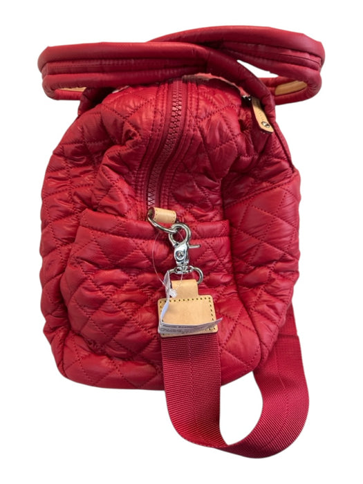 MZ Wallace Red Nylon Quilted Zip Up Removable Strap Shoulder Bag Red / L