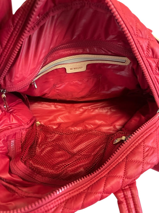 MZ Wallace Red Nylon Quilted Zip Up Removable Strap Shoulder Bag Red / L