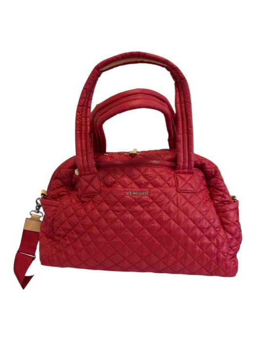 MZ Wallace Red Nylon Quilted Zip Up Removable Strap Shoulder Bag Red / L