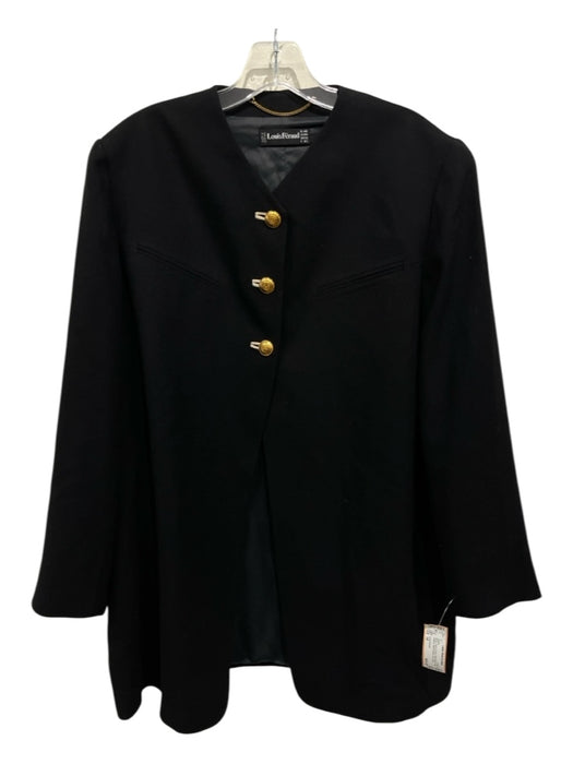Louis Feraud Size 14 Black, Gold & Cream Wool Blend Gold Buttons Jacket Black, Gold & Cream / 14