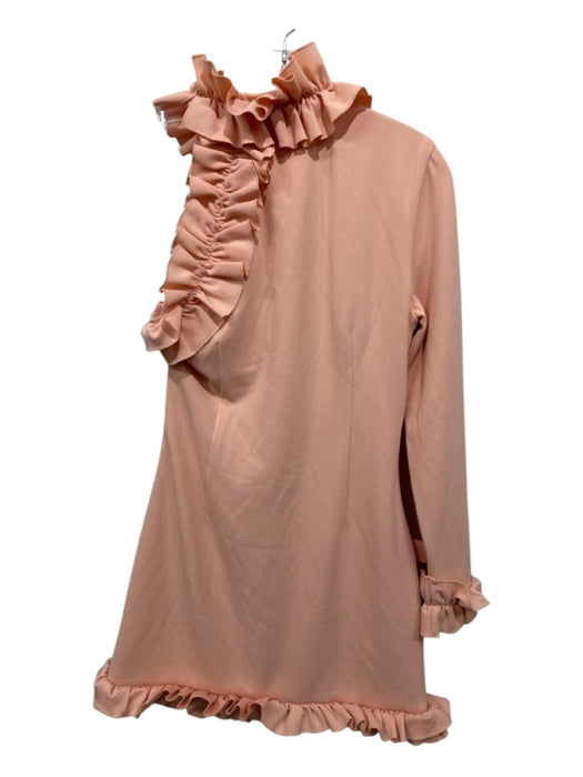 Elliatt Size M Peach Orange Polyester One Sleeve Ruffle Collar Long Sleeve Dress Peach Orange / M