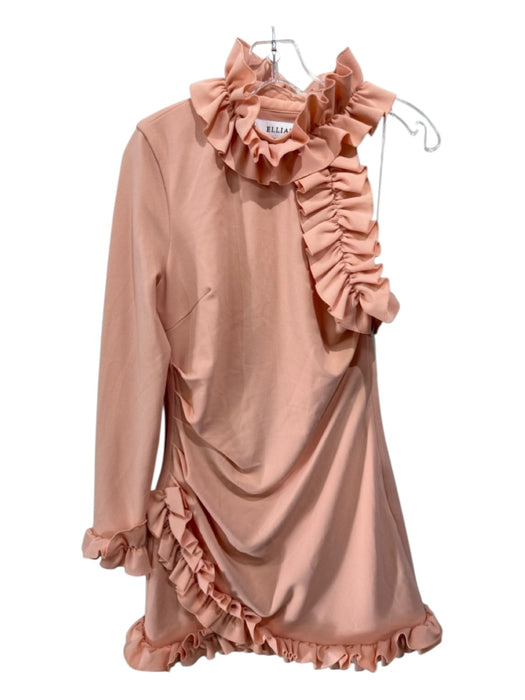 Elliatt Size M Peach Orange Polyester One Sleeve Ruffle Collar Long Sleeve Dress Peach Orange / M