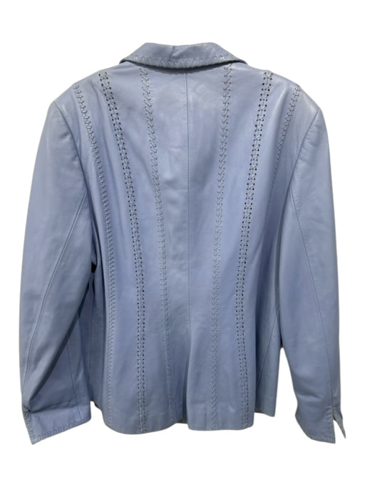 Escada Size 44 Periwinkle Blue Lamb leather Hook & Eye Stitch Detail Jacket Periwinkle Blue / 44