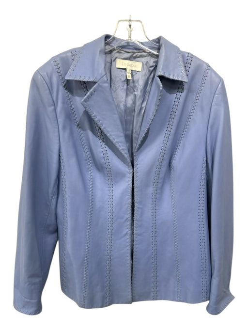 Escada Size 44 Periwinkle Blue Lamb leather Hook & Eye Stitch Detail Jacket Periwinkle Blue / 44