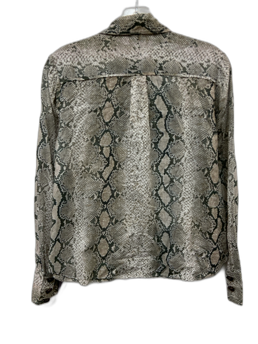 Zimmermann Size 2 Gray & Beige Cotton Snake Print Long Sleeve Button Up Top Gray & Beige / 2