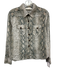 Zimmermann Size 2 Gray & Beige Cotton Snake Print Long Sleeve Button Up Top Gray & Beige / 2