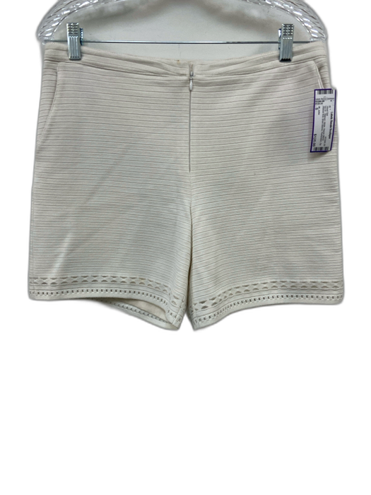 St. John Size S White Rayon Blend Ribbed Knit Short Sleeve Perforated Short Set White / S
