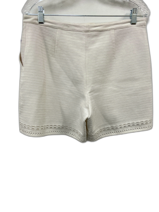 St. John Size S White Rayon Blend Ribbed Knit Short Sleeve Perforated Short Set White / S