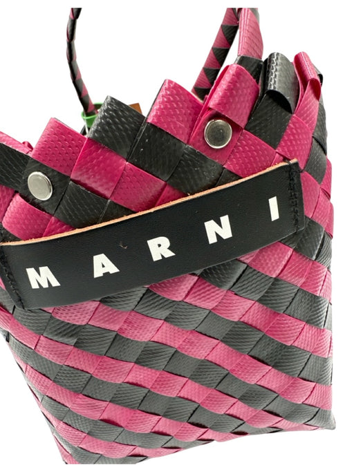 Marni Black & Pink Plastic Woven Top Handle Basket Bag Black & Pink / S
