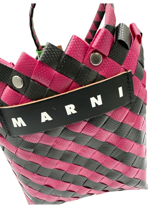 Marni Black & Pink Plastic Woven Top Handle Basket Bag Black & Pink / S