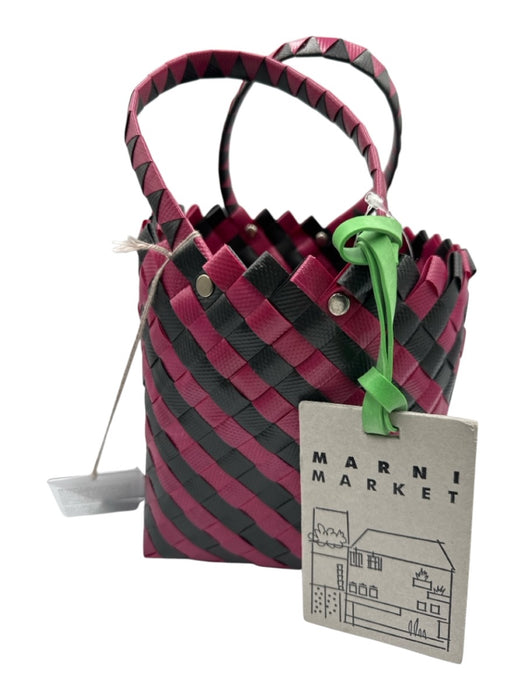 Marni Black & Pink Plastic Woven Top Handle Basket Bag Black & Pink / S