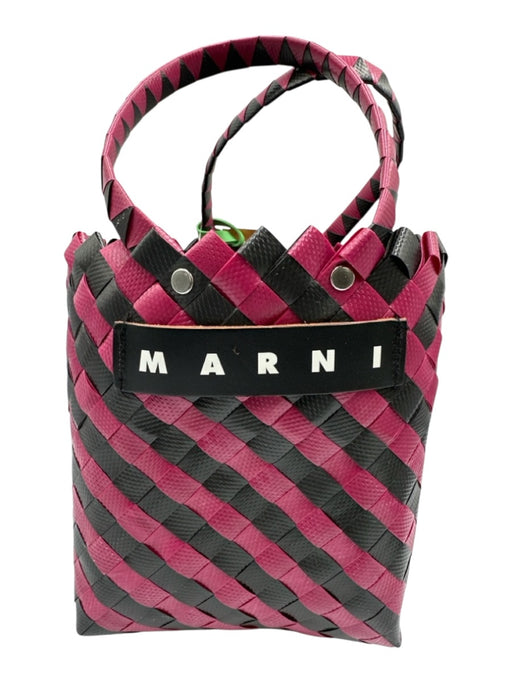 Marni Black & Pink Plastic Woven Top Handle Basket Bag Black & Pink / S