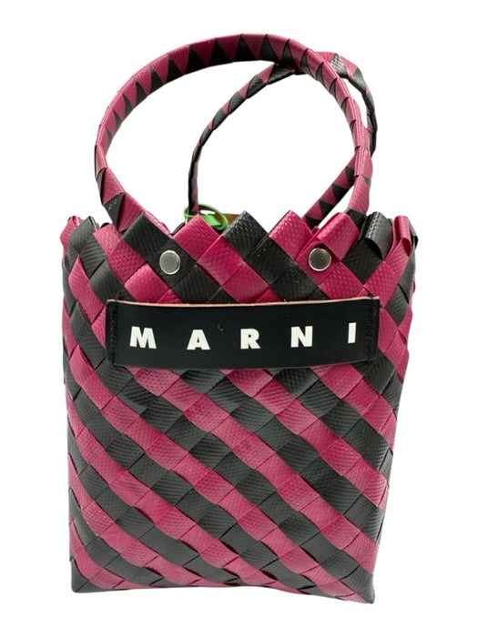 Marni Black & Pink Plastic Woven Top Handle Basket Bag Black & Pink / S