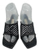 Jimmy Choo Shoe Size 38.5 Black Leather & Mesh Square Toe Mesh Thong Sandals Black / 38.5