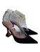 Amina Muaddi Shoe Size 38.5 Black & Gold Satin Pointed Toe Gold Chain Pumps Black & Gold / 38.5
