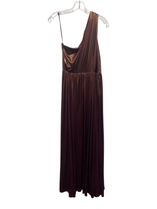 Lara Size 6 Copper & Beige Polyester Shiny Sleeveless Gathered Waist Gown Copper & Beige / 6