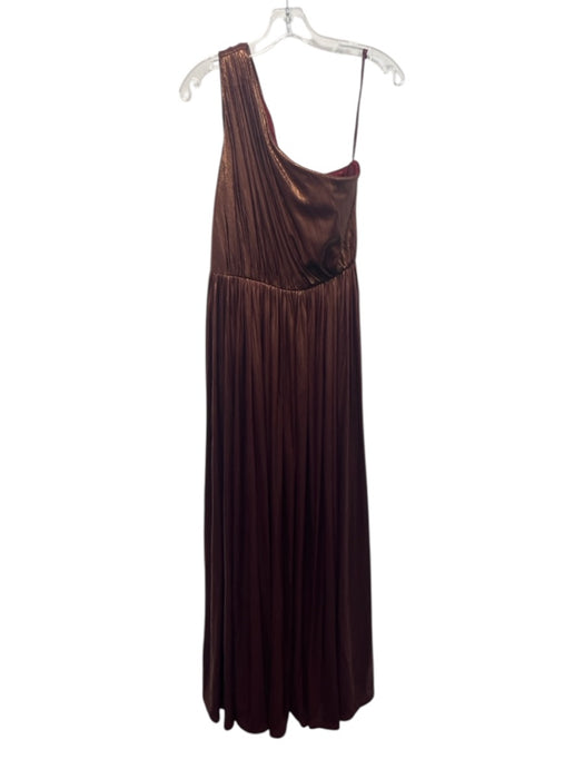 Lara Size 6 Copper & Beige Polyester Shiny Sleeveless Gathered Waist Gown Copper & Beige / 6