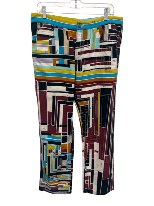 Emilio Pucci Size Medium Yellow, Burgundy & Multi No Fabric Tag Low Rise Pants Yellow, Burgundy & Multi / Medium