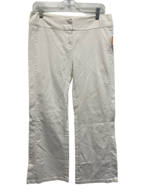 Max Mara Size 42 /  L White Cotton Zip & Hook Closure Paneled Wide Leg Pants White / 42 /  L