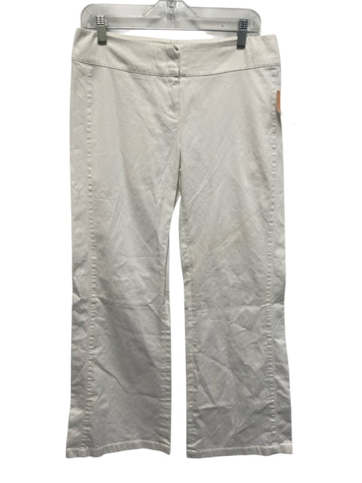 Max Mara Size 42 /  L White Cotton Zip & Hook Closure Paneled Wide Leg Pants White / 42 /  L