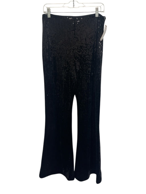 NBD Size M Black Polyester All Over Sequins Side Zip High Rise Flare Pants Black / M