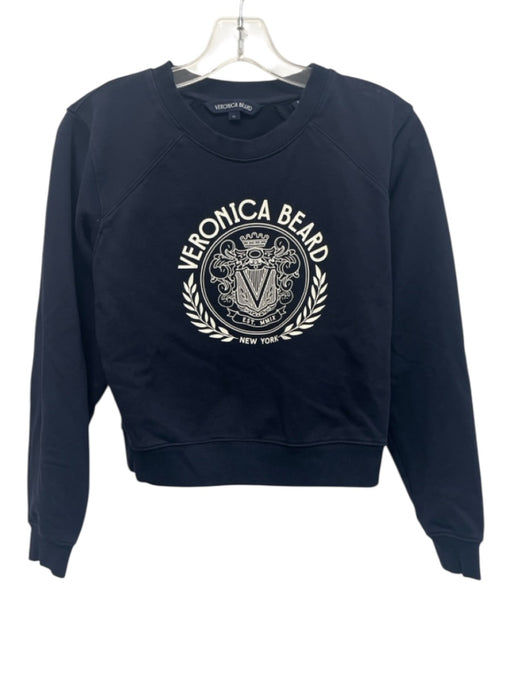 Veronica Beard Size XS Navy & white Cotton Logo Ribbed Neck Sweatshirt Sweater Navy & white / XS