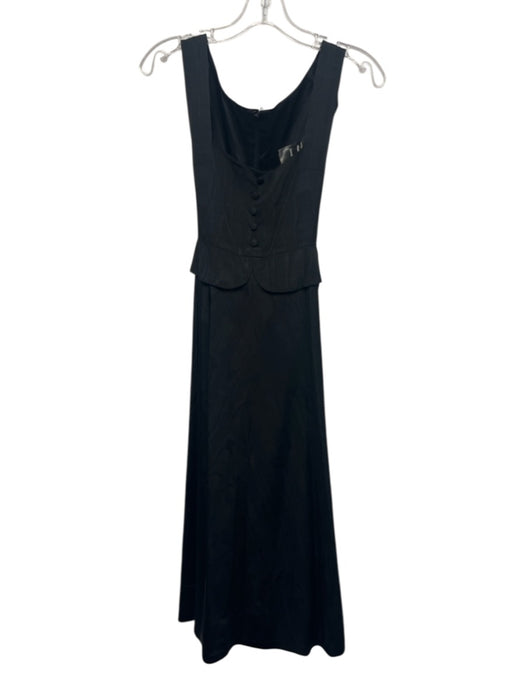 Clothes Size 10 Black No Fabric Tag Sleeveless Button Detail Peplum Maxi Dress Black / 10