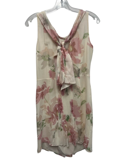Escada Size 38 Sable Silk Chiffon Floral Boat Neck Below knee Dress Sable / 38