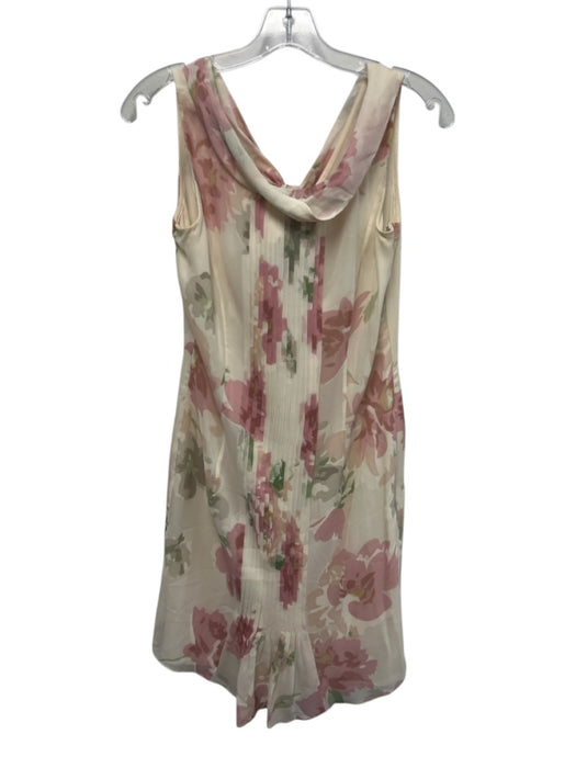 Escada Size 38 Sable Silk Chiffon Floral Boat Neck Below knee Dress Sable / 38